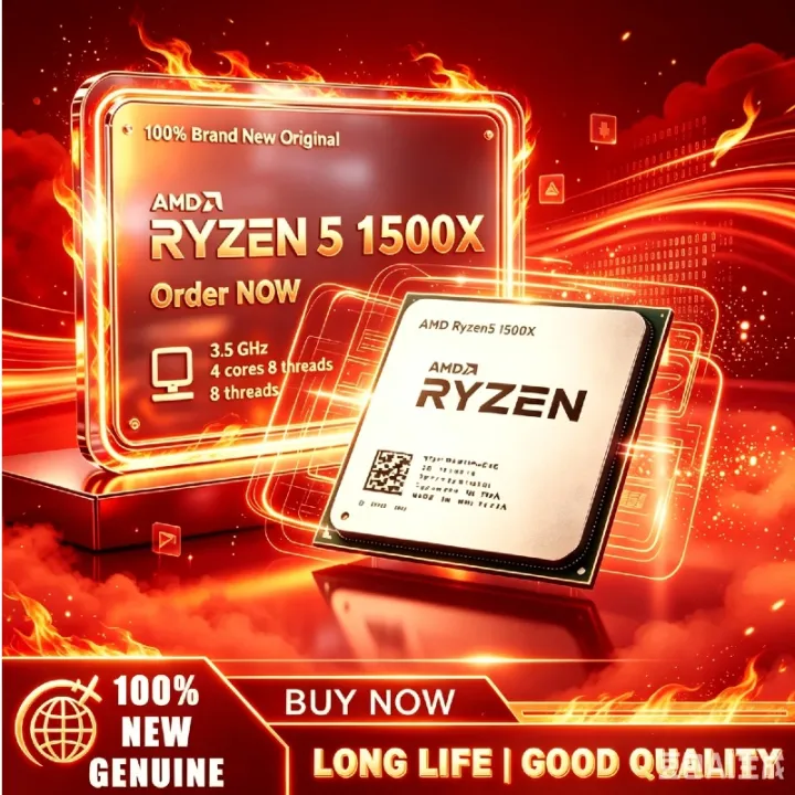 AMD | AMD R5 1500X Ryzen 5 1500X AM4 Brand New Original Desktop Processor 4 Core 8 Thread 3.5GHz 16MB L3 65W YD150XBBM4GAE