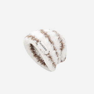 New style knitted hat - winter woolen patterned hat slimming effect on face plush and warm thick headband ear protection fl