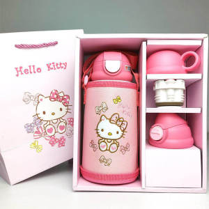 Hellokitty Hello Kitty Childrens Thermos Mug Gift Box Elementary School Students 316 Stainless Steel Straw Cup
