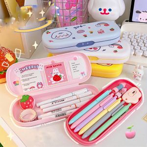 [FREESHIP] Hộp Đựng Bút Bằng Nhựa 2 Ngăn Nhiều Màu Xinh Xắn