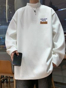 Áo Sơ Mi Cổ Cao Dày Dặn Có Lót Lông Cừu Thời Trang Nam Mùa Thu Đông 2025 Phong Cách HongKong Áo Lót Lông Cừu Bằng Vải Nỉ