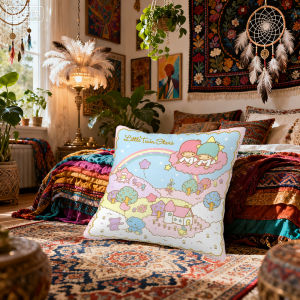 Sanrio | Sanrio Little Twin Stars Pillow Covers Cartoon Sofa Decorative Home Double-sided Printing Short Plush Cushion Cover