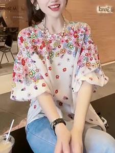 Colorful Floral Printed Short Sleeve Shirt