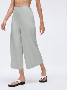 Summer Lightweight High Waist Wide Leg Pocketed Pants 7/8 Length Sporty