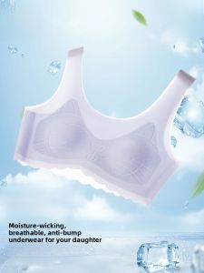 Miiow | Cat Girl Teenage Sports Bra Fixed Cup Thin Breathable Vest Underwear For Developing Students Summer Season Seamless Nylon Fabric
