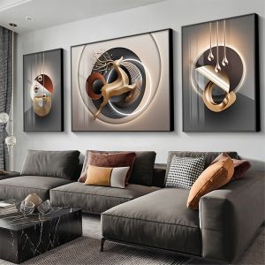 YUANSHU | Luxurious Modern Minimalist Sofa Background Wall Triptych