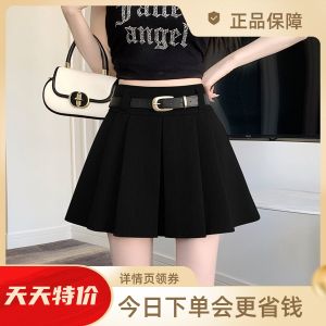 Váy Ngắn Xếp Ly Cạp Cao Phong Cách Mỹ Cho Nữ Sinh Viên Mini Siêu Mỏng Bằng Vải Dệt Kim Màu Trơn Mùa Xuân 2025