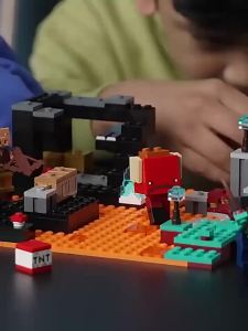 เข้ากันได้กับเลโก้อาคาร Minecraft 21185 Lower Realm Pig Spirit Dark Fortress ประกอบของเล่นของขวัญเด็กผู้ชาย