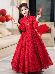 ชุดเจ้าหญิงสีแดง ชุดเด็กผู้หญิง ชุดราตรีแขนยาว ชุดเด็กผู้หญิง ชุดเด็กผู้หญิงเล่นเปียโน ชุดเด็กผู้หญิงวันเกิด ชุดเด็กผู้หญิง