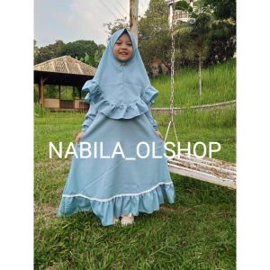 Baju murah | Gamis Anak Set Jilbab | Hijab Kids | Baju Musliam Anak 1-12 Tahun