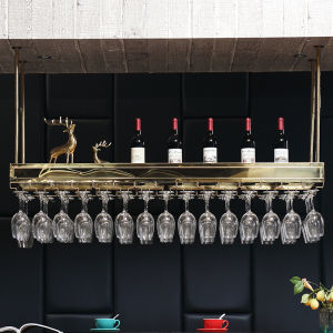 European Style Bar Counter Creative Wine Rack Ornament Modern Simple Inverted Red Wine Glass Stand Stainless Steel Storage Shelf Hanging