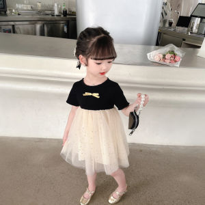 Female. Childrens Dress Summer 2023 New Arrival Baby Online Red Sweet Tulle Skirt Children Butterfly Short Sleeve Princess Dress