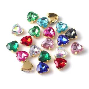 20Pcs 6x12mm Glass Claw Rhinestones Sew on Horse Eye Crystal Stone Strass Diamond Gold Base Buckle for Clothing Dressing