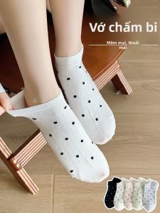 MiiOW | Tất ngắn chống mùi kháng khuẩn MiiOW dành cho nữ mùa hè 2025 Tất cotton mỏng họa tiết chấm bi ngọt ngào