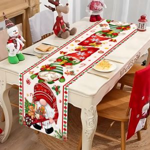 Christmas Gnome Table Runner Merry Christmas Decorations For Home 2025 Xmas Table Flag Navidad Noel Gifts New Year Table Cover
