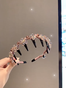 【VanHariacc】ที่คาดผมประดับคริสตัลรูปหัวกะโหลกสไตล์ฝรั่งเศสหรูหราสำหรับผู้หญิง 2025 ใหม่ ทรงสูง ล้างหน้า กันลื่น พร้อมกิ๊บติดผมประดับเพชร