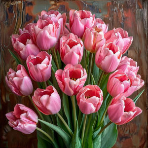 Huacan DIY Hồng Hoa Tulip Bó Hoa Tranh Gắn Đá Bộ Full Tròn Vuông Kim Cương Thêu Hoa Tranh Trang Trí Phong Cách Hiện Đại Quà Tặng