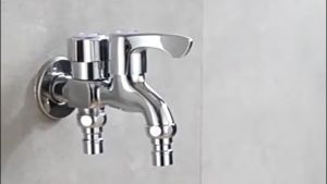 Stainless steel chrome faucet washing machine faucet cold water double outlet faucet