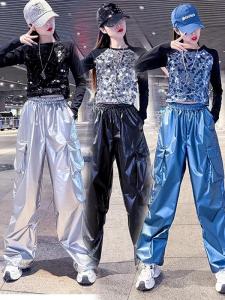 Cool Street Dance Outfit Sparkling Sequin Performance Clothes Jazz Dance Female Group Show Costume Glowing Girl Set Cotton Material