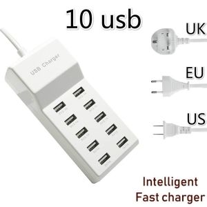 10 Port USB Charger Station Quick Charging HUB Direct Wall Charge 2A Smart Shunt Plug 5V / 2A