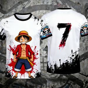Bandai | Summer 2026 One Piece Lu Fei "7 Sea Thief" Ink Style Soccer Joint 3D Printing Breathable Quick Drying T-shirt Adult Parent Top