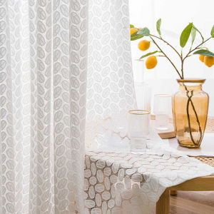 Retro Lace Window Curtain Balcony Heat Insulation Heat Proof Finished Product Curtain with Hooks for Bay Window Piercing