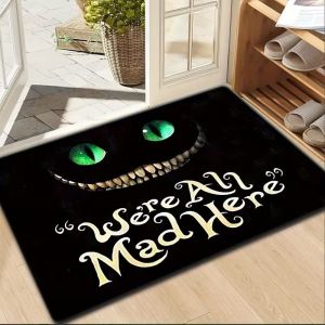 VIKAMA Unwelcome Halloween Door Mat Gothic Skull Bat Non-Slip Entry Rug Spooky Front Door Floor Carpet Decor