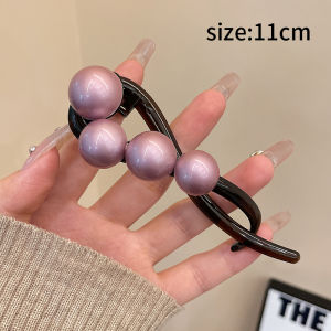 Elegant Pearl Twist Hair Clip Womens New 2024 One-Row Hair Clip High-End Feeling Back of Head Bun Hair Clip Headwear