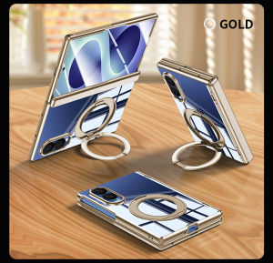 [MagSafe Compatible] 360° Ring Stand Case for Samsung Z Fold 8 Case Z Fold 8 Ultra Case with Glass Screen Protector [Hinge Protection] Plating Clear Hard PC Shell Shockproof Case for Galaxy Z Fold 7 Case