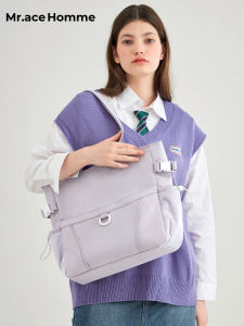 Mracehomme Urban Minimalist Canvas Tote Bag Commuter Single Shoulder Laptop Bag Large Capacity Versatile Handbag for Youth