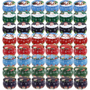 54pcs Christmas Themed Candle Jar Making Tool Set 2.2oz Jars with Festive Patterns Includes 8 Jars 10 Holders 16 Wicks 20 Sticke