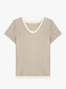 Elegant V-Neck Short Sleeve T-Shirt Womens Fashion Casual Versatile Beautiful Top Quality Material Summer New Arrival