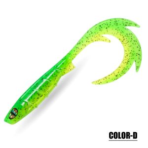 Spinpoler Fireflow Fishing Lure Long Wavy Curltail Soft Bait Grub 9.5cm Swimbait Worm Double Color Bass Perch Trout ZanderTackle