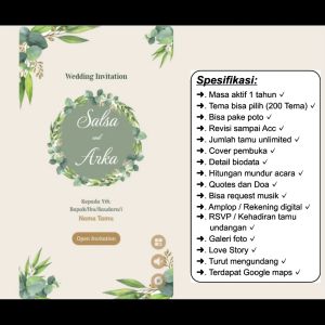 Undangan Digital Website Pernikahan & Khitanan Premium Tema Leaves design