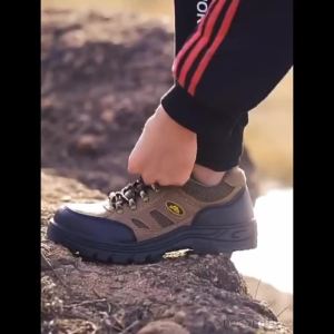 Men Safety Shoes Steel Toe Anti Slip Anti Smash Anti-puncture Toe Safety Boots breathable