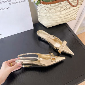 French Sweet Gold Wedge Sandals Women Outdoor Wear 2025 New Butterfly Knot Fashion Lady Style Match Skirts Shoes