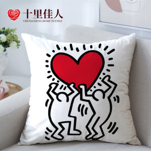 Casey Marlin American Graffiti Heart Shaped Plush Pillow Abstract Geometric Double Sided Bedroom Sofa Cover Home Decor