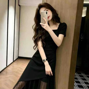 SUSIEYUAN | Đầm Dài MESH Đen Sang Trọng Duy Nhất Cho Mùa Hè