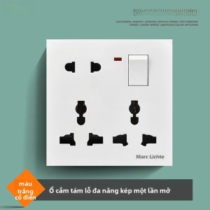 Bộ Chuyển Đổi Điện Tường Đa Chức Năng 86 Mẫu 10A 1 Pha 8 Lỗ 16A Khung Công Tắc Ổ Cắm Điện Gia Dụng Trung Quốc Đại Lục