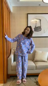 1PCS Warm Thick Homewear Cute Peach Womens Pajamas Fashion Set