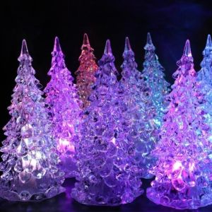 Crystal Christmas Tree LED Colorful Crystal Flashing Night Light Mini Flash Christmas Tree Acrylic Christmas Tree Home Lamp