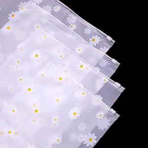 15/90PCS Waterproof Reusable Daisy Zipper Bags (non-Porous) for Travel Clothes & Underwear Storage Multiple Sizes