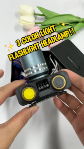 Zoomable Headlight Flashlight Rechargeable Waterproof 3 color light Headlamp Emergency Light Outdoor Camping Gifts For Men