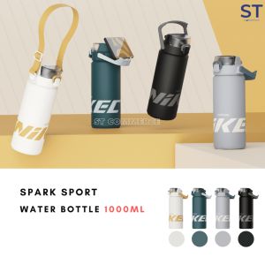 SPARK Sport Water Bottle 1000 ml Dual Function Lid with Spout and Straw Vacuum Insulated Straw Bottle