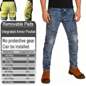 Mens hip kevlar motorcycle jeans Four season windproof abrasion resistant riding pants with armor pockets armor not included 03