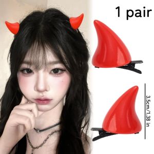 4Pcs Halloween Little Devil Horn Hair Clips Creative Cosplay Costume Barrettes Girls Photo Prop Halloween Hair Accessories
