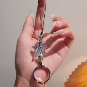 Luxurious Womens Mobile Phone Ring Lanyard Anti-Loss Durable Thumb Water Diamond Hanging Cord Fashionable Digital Accessory