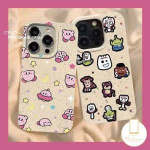 MissConnie Cute Toy Story Strawberry Bear Lotso Case Compatible for IPhone 7Plus XR 11 14 13 12 15 Pro Max X XS MAX 6 6S 8 7 15 Plus SE Lovely Moon Star Kirby Degradable Eco-Friendly Cover