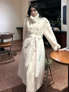 Fall and Winter New Arrival Fur and Leather Overcoat Environmental-Friendly Mink Fur Long Imitation Lamb Wool Loose Furry Coat Female Thickened