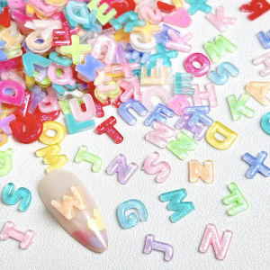 50 CHIẾC Charm Móng Tay Nhựa Hình Chữ Cái Tiếng Anh Trong Suốt Phát Sáng Kiểu Thạch Trang Trí Móng Nghệ Thuật Tự Làm Nhiều Màu Sắc Sáng Tạo Chất Liệu Acrylic